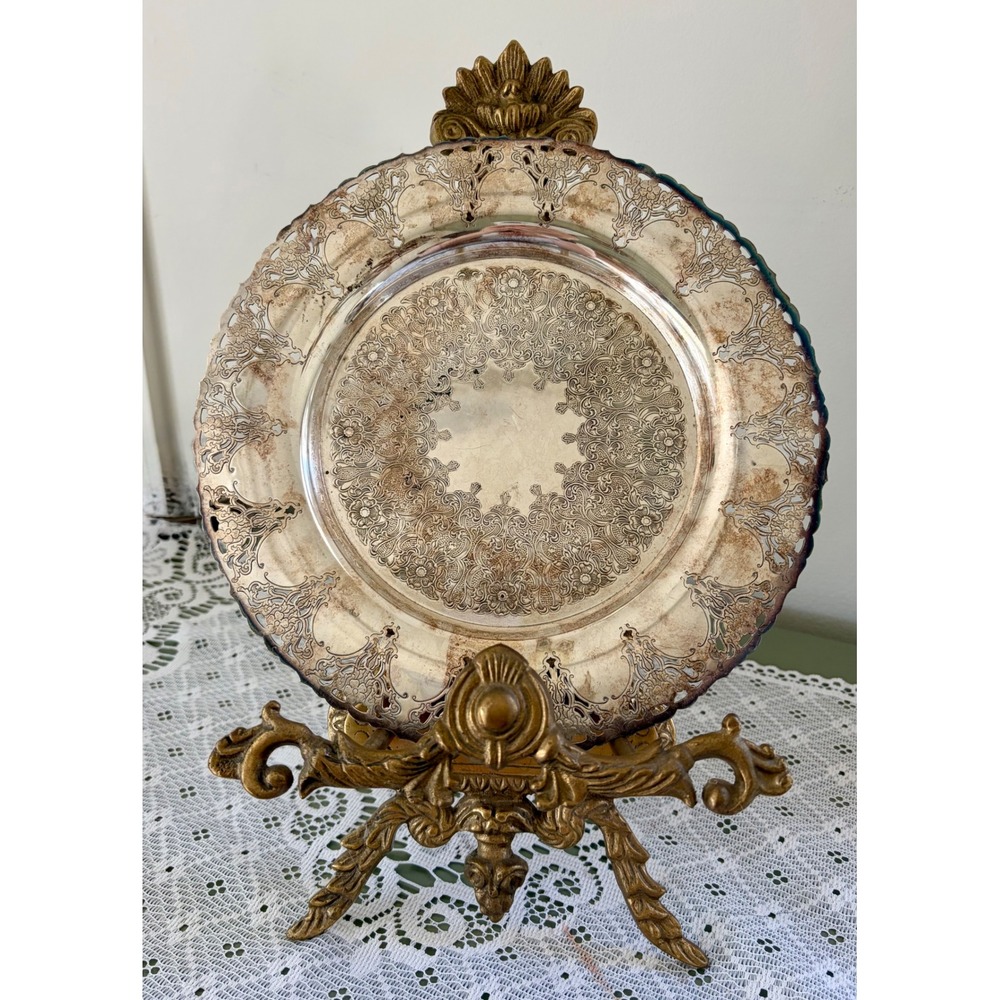 1881 Rogers Canada Silverplate Rosalie 7756 Pierced Rim Plate Vintage